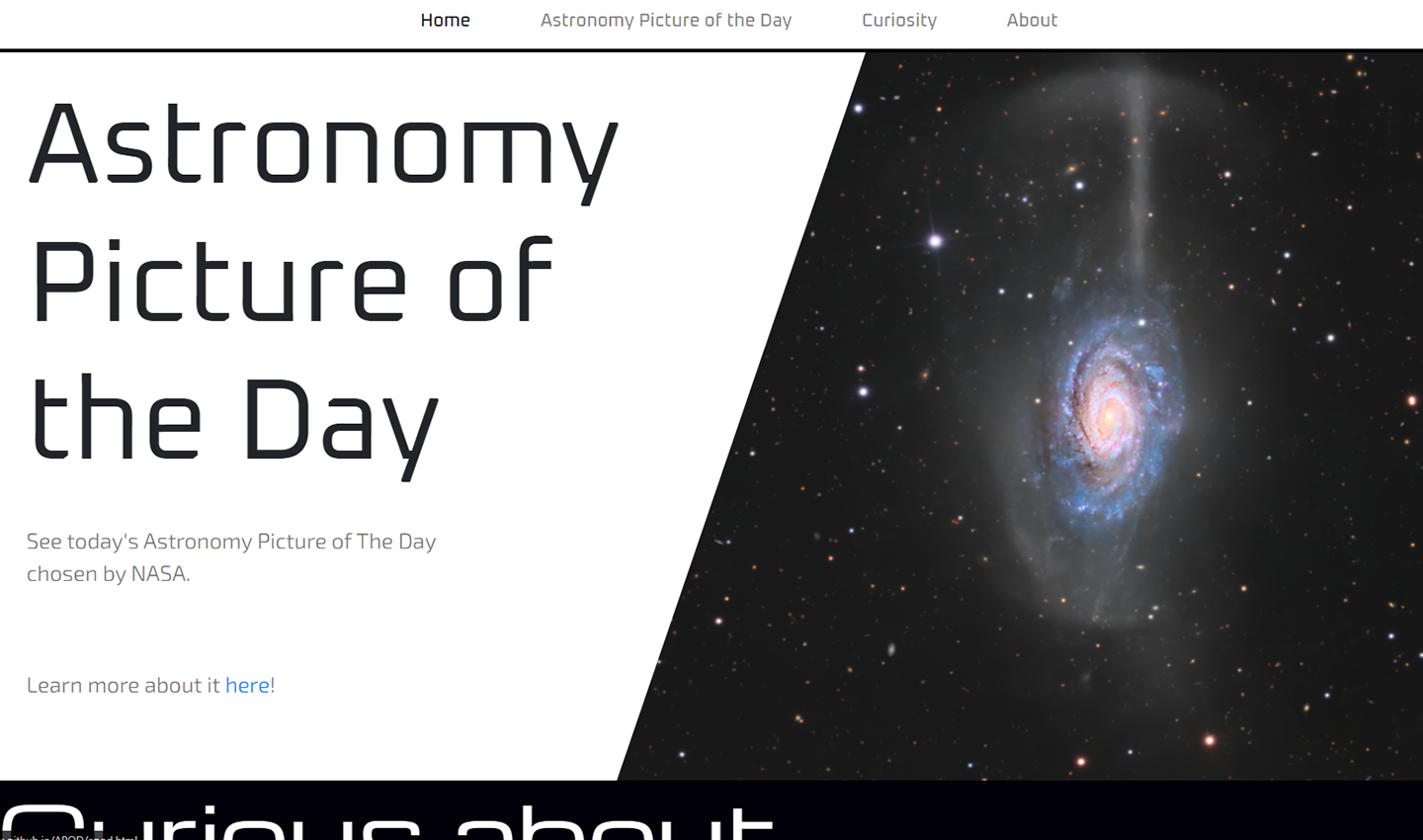 Image of Astronomy Picture of the day Website