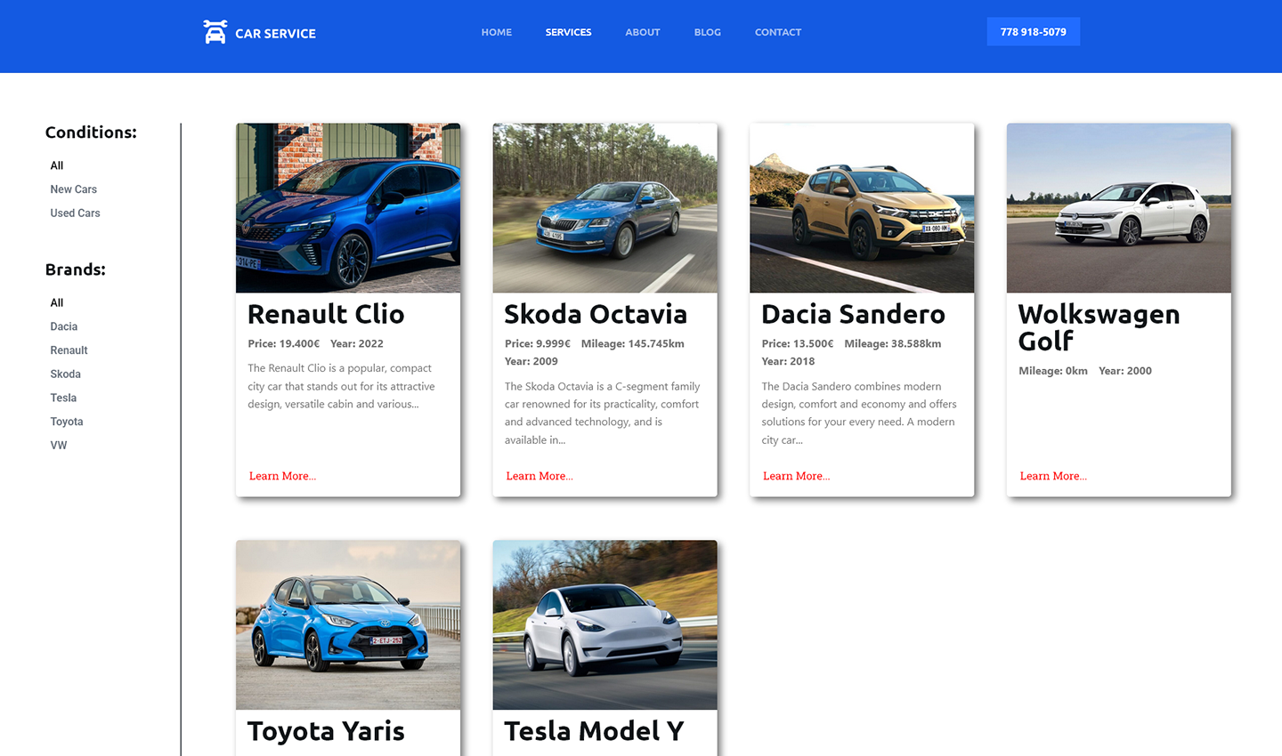 Image of car listings page